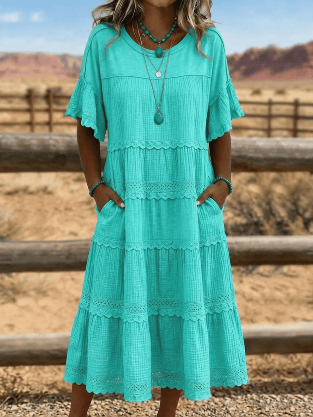 🏆CLEARANCE SALES: 54%Off💥Cool & breathable fabric🍃Women's Vintage Patchwork Lace Dress | Almost Gone⚡