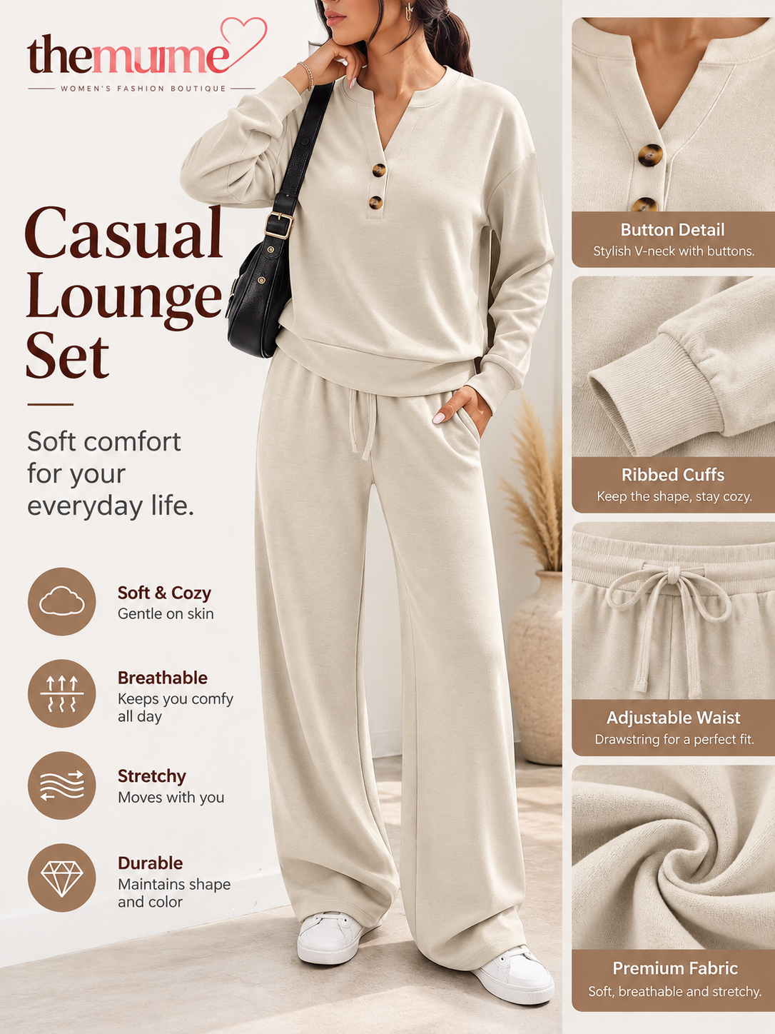 Women's Effortless Top & Wide-leg Pants Set