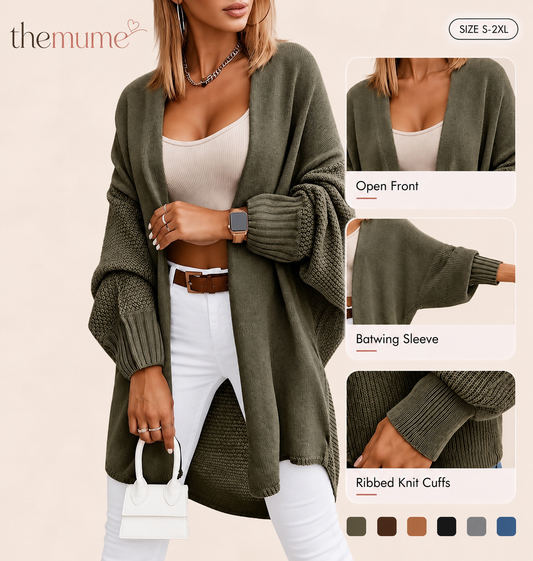 New Arrival - Up to 60%OFF🔥Oversized Cardigans for Women Fall Trendy, Open Front Batwing Sleeve Long Cardigan Sweaters