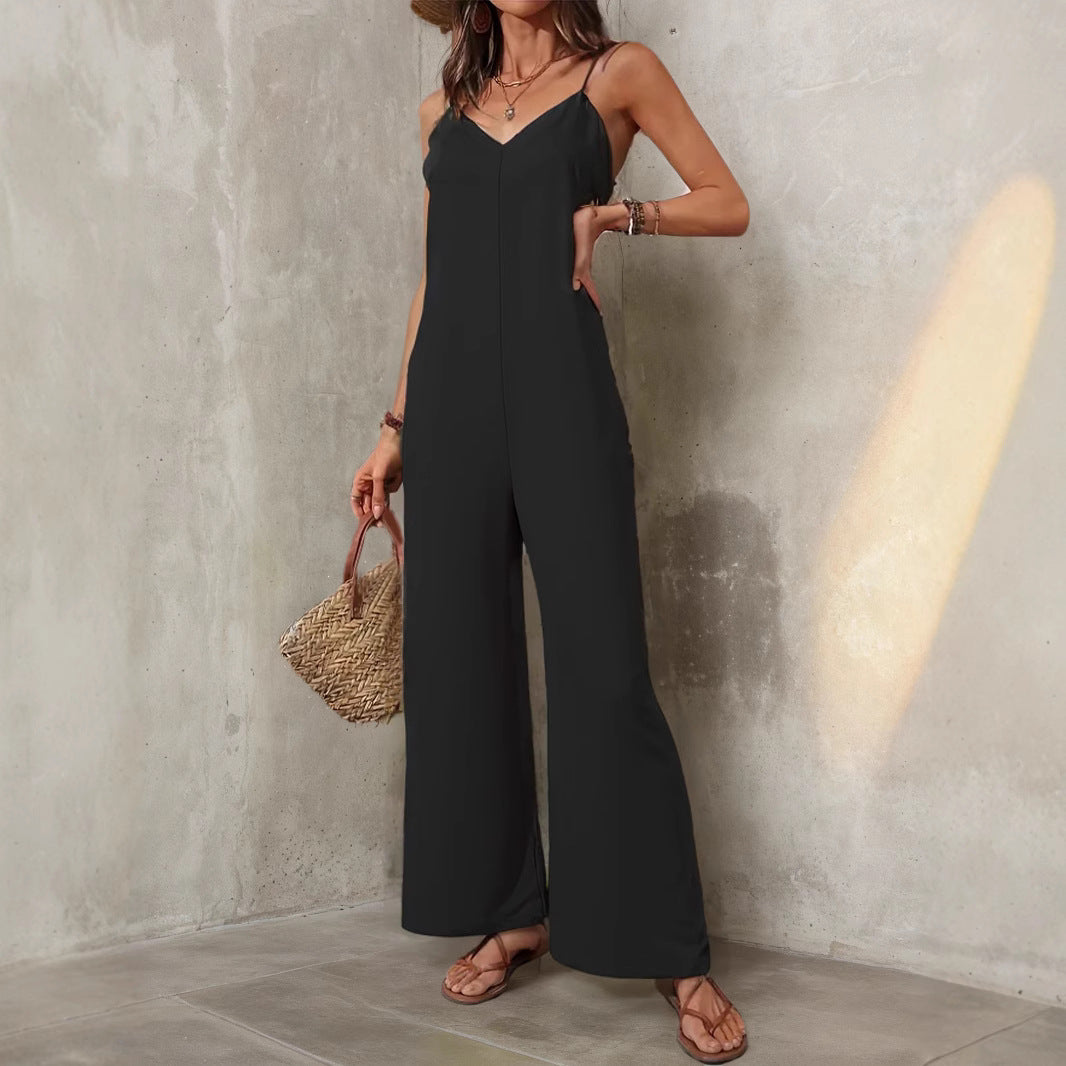 👗Women's Casual V-Neck Spaghetti Strap Jumpsuit