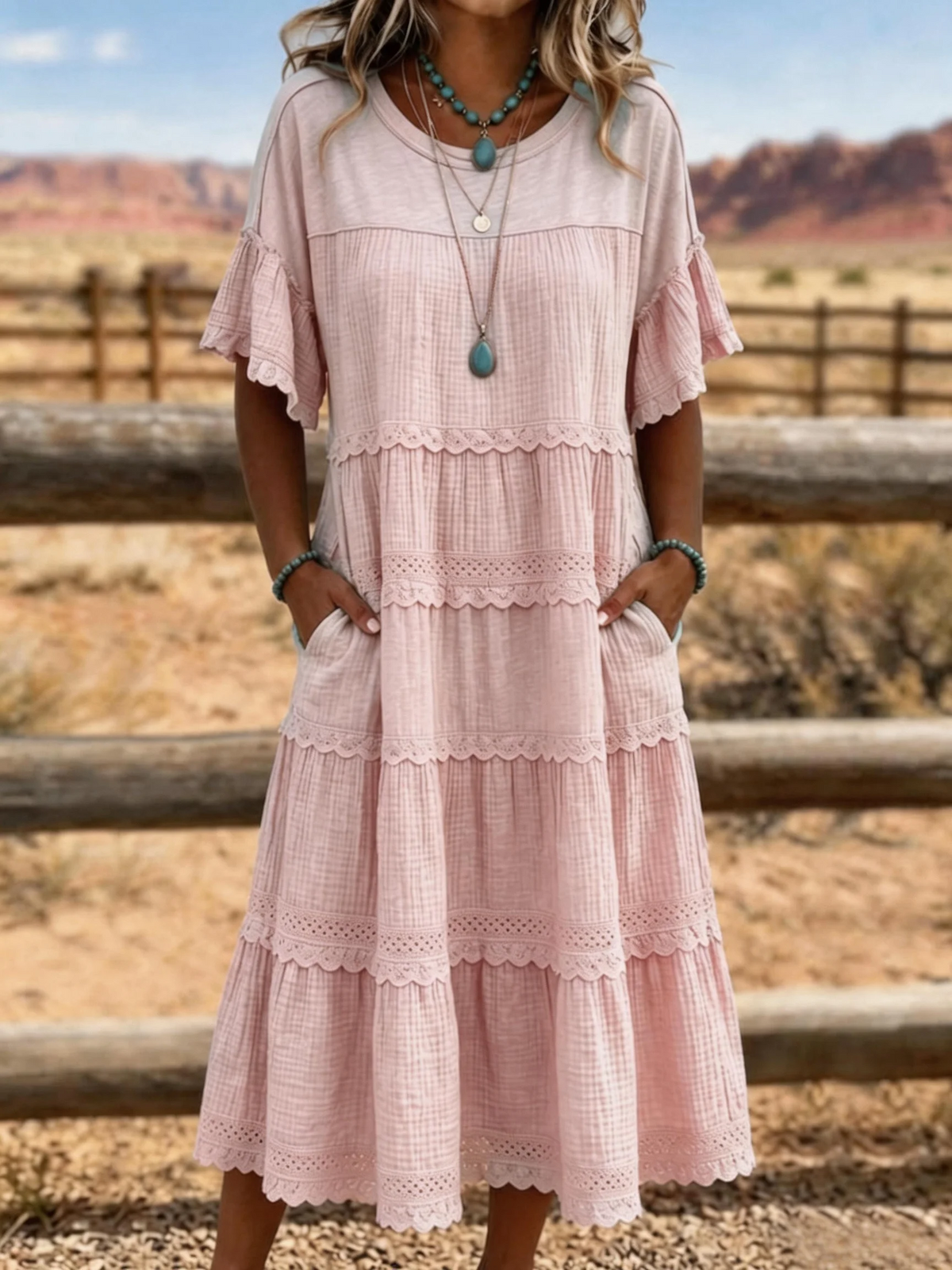 🏆CLEARANCE SALES: 54%Off💥Cool & breathable fabric🍃Women's Vintage Patchwork Lace Dress | Almost Gone⚡