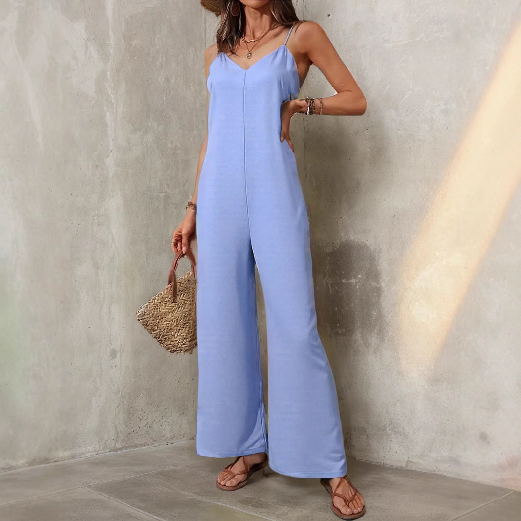 👗Women's Casual V-Neck Spaghetti Strap Jumpsuit