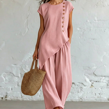 Women's Asymmetric Hem Top & Pants 2-Piece Set [PLUS SIZE]