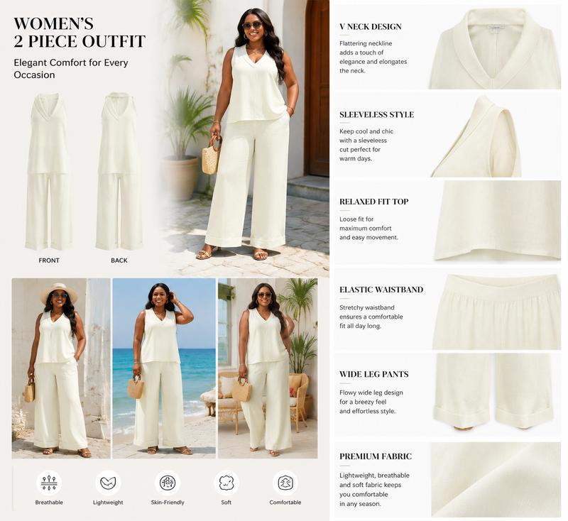 🔥Women's 2-Piece Bohemian Set - Breathable Lightweight Cotton Linen Oversized