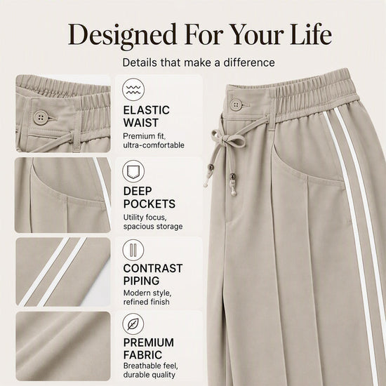 ☀️👖Seasonal Style - High-Rise Drawstring Pants – Breezy Comfort & Easy Pairing for Any Casual Look