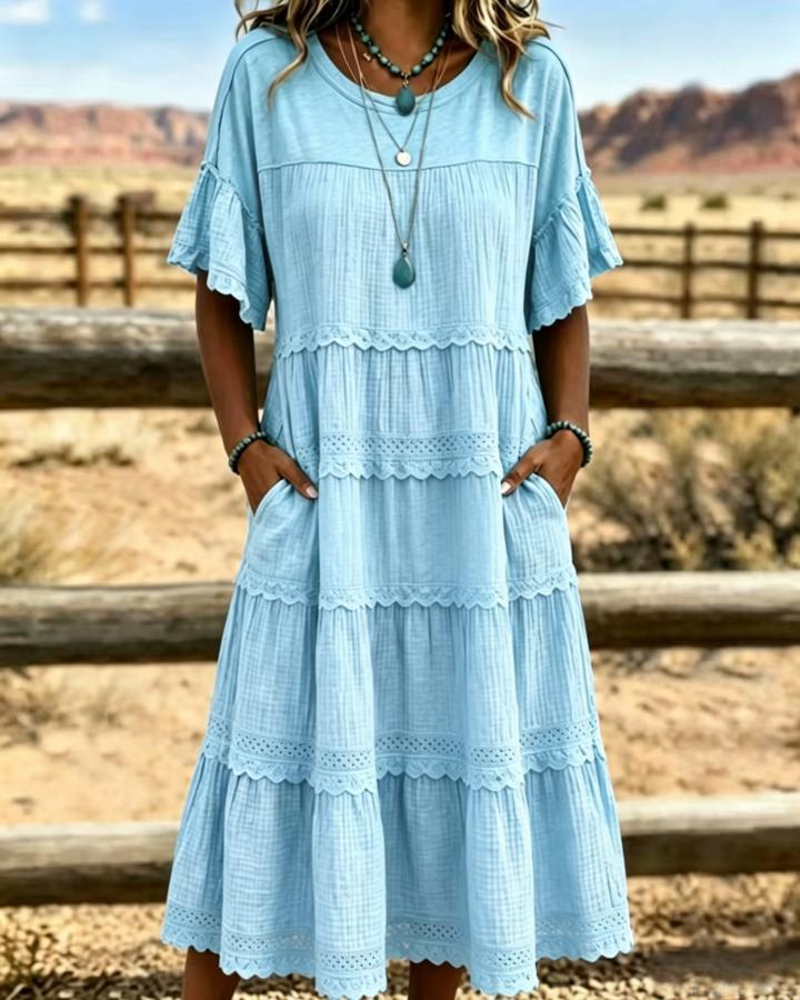 🏆CLEARANCE SALES: 54%Off💥Cool & breathable fabric🍃Women's Vintage Patchwork Lace Dress | Almost Gone⚡