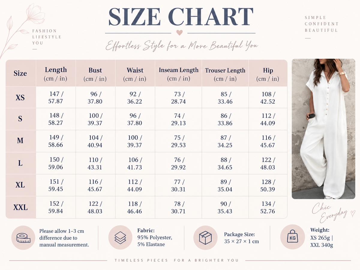 Women's Fashion French Style Chic Minimalist Loose-fit Oversized Jumpsuit with Button Design